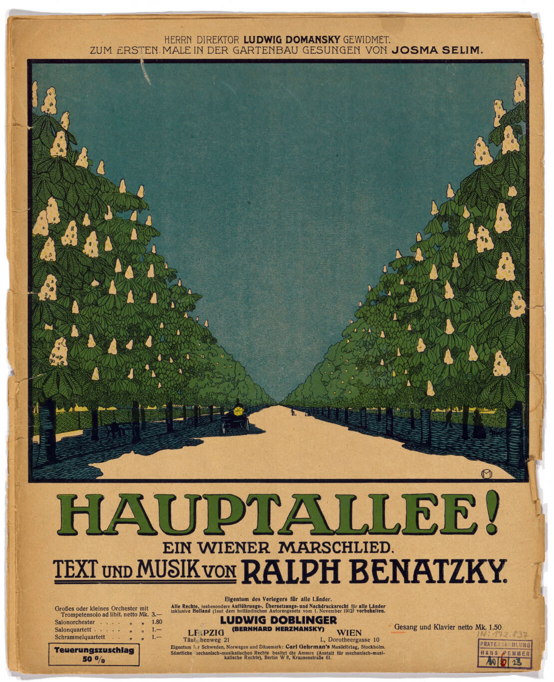 „Hauptallee!“ Musiknoten für ein „Wiener Marschlied“" von Ralph Benatzky, 1916, Sammlung Wien Museum 