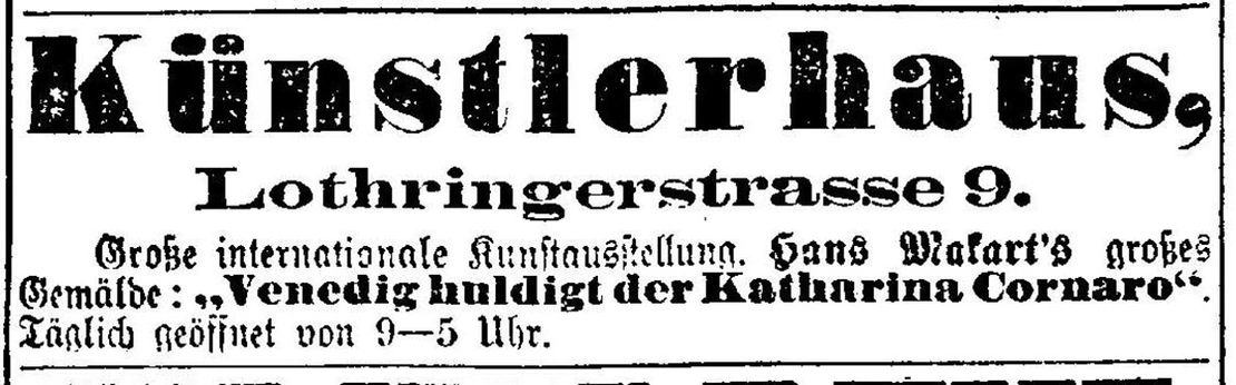 Inserat in der „Neuen Freien Presse“, 12. Mai 1873, Quelle: ANNO/ÖNB