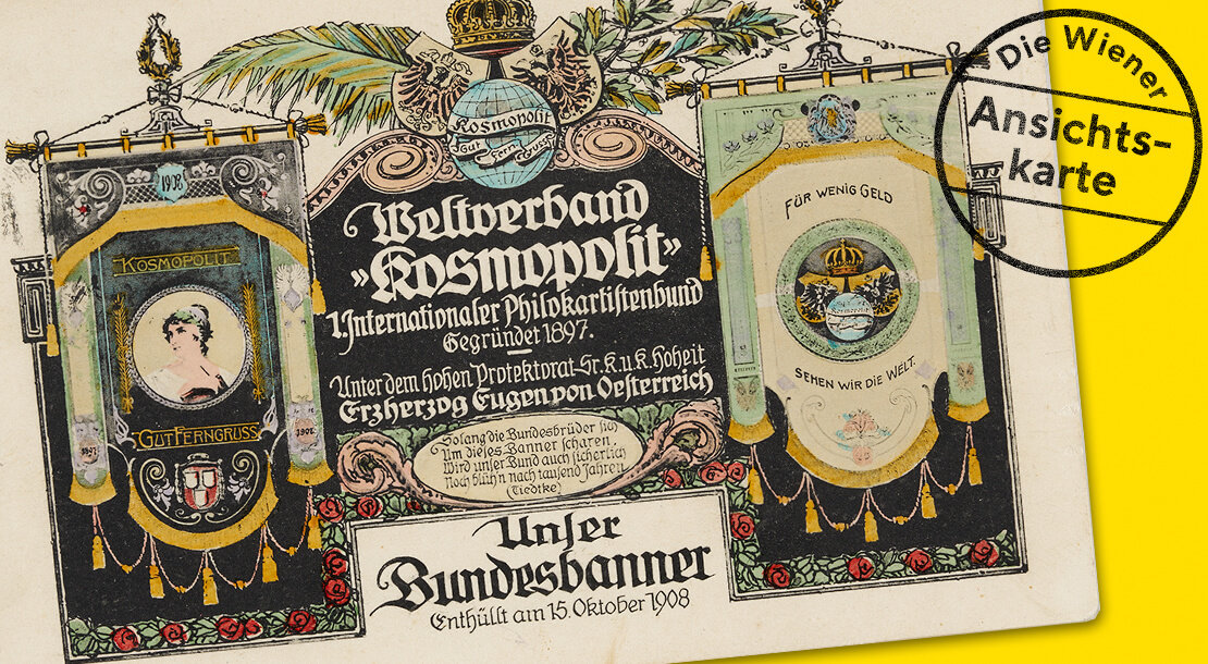 Ansichtskarte des „Weltverbands Kosmopolit“ in Nürnberg, 1908, Sammlung Lukan, Wien 