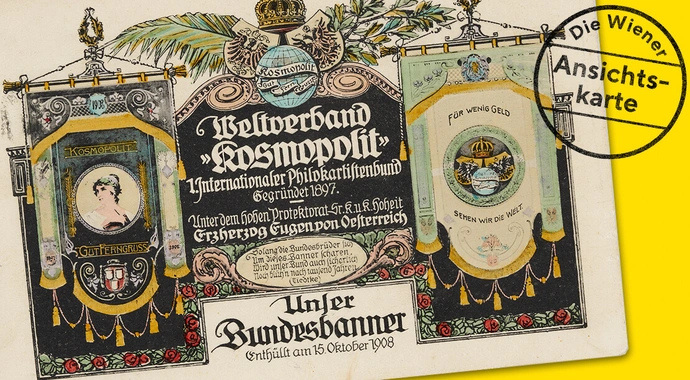 Ansichtskarte des „Weltverbands Kosmopolit“ in Nürnberg, 1908, Sammlung Lukan, Wien
