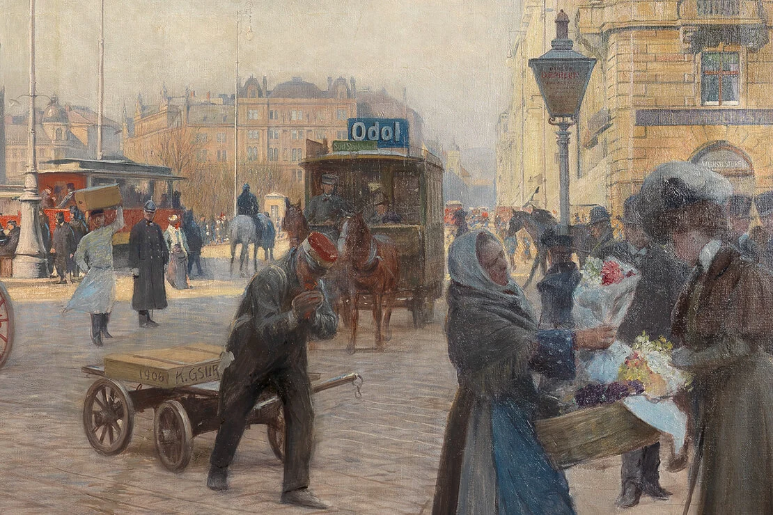 Karl Friedrich Gsur: Maximiliansplatz (mit Votivkirche, Ausschnitt), 1906, Wien Museum