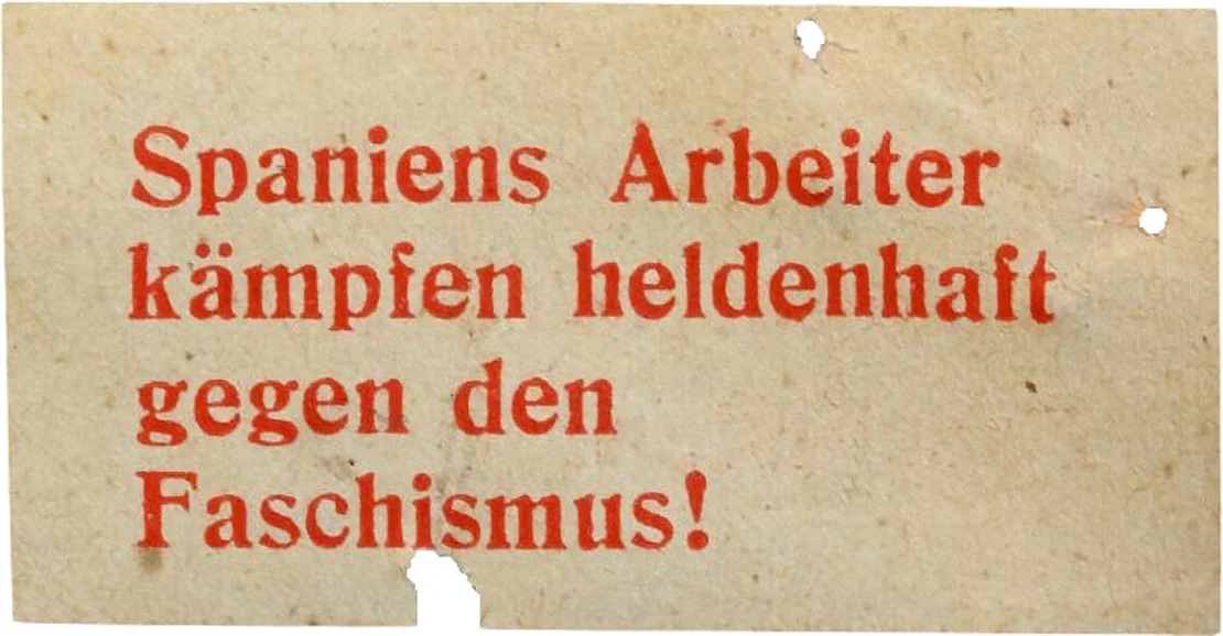 Streuzettel der Revolutionären Sozialisten (Vorder- und Rückseite). Quelle: WStlA, M.Abt. 230, A2 – Q – Abschrankung, notstandspolizeiliche Maßnahmen, Kt. 1, Zl. 648/1938  