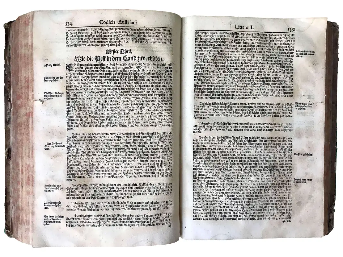 Infektions-Ordnung vom 1. Oktober 1680, in: Codicis Austriaci, Wien 1704, S. 534-535.