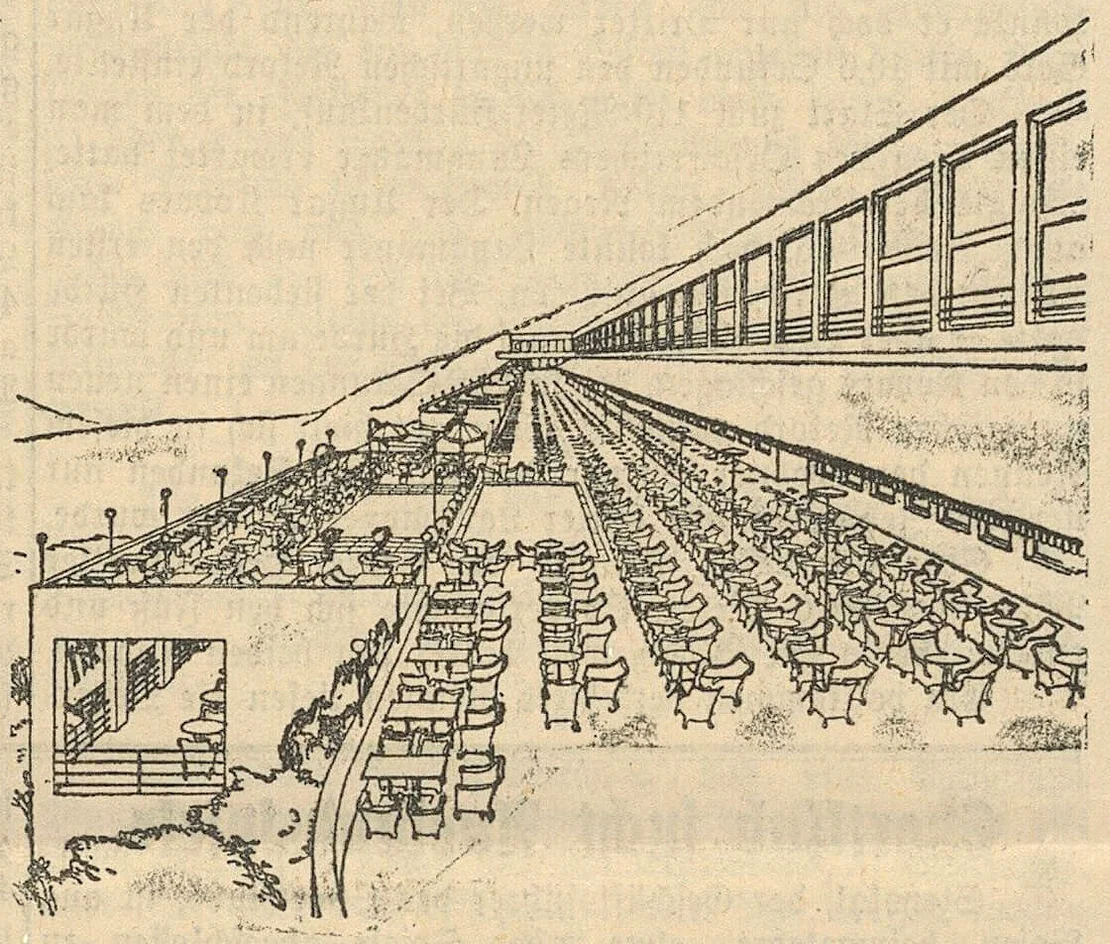 Der „preisgekrönte Entwurf der Architekten Ponzen/Boltenstern“, aus: Der Abend, 24. Juli 1933, S. 8. ÖNB/ANNO  