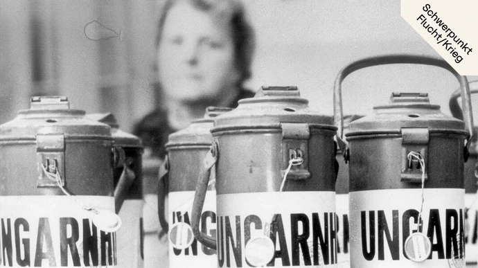 Ungarnhilfe-Sammelbüchsen, November 1956. © Verein der Geschichte der Arbeiterbewegung