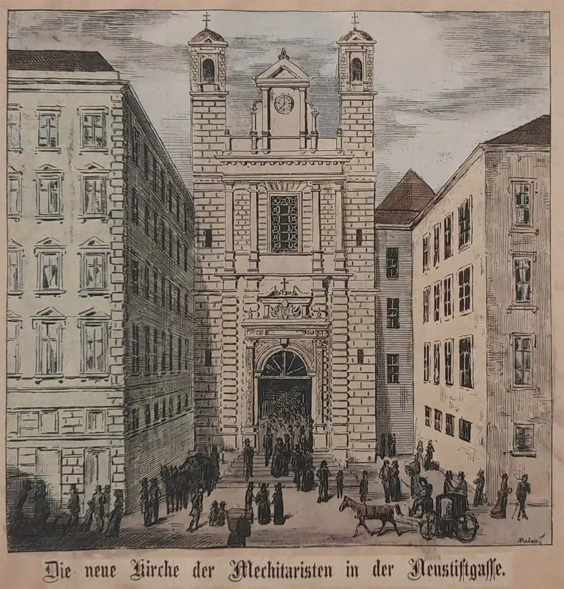Neue Mechitaristenkirche, 7., Neustiftgasse, um 1873, Druckgrafik, Wien Museum, Inv. Nr. 220413  