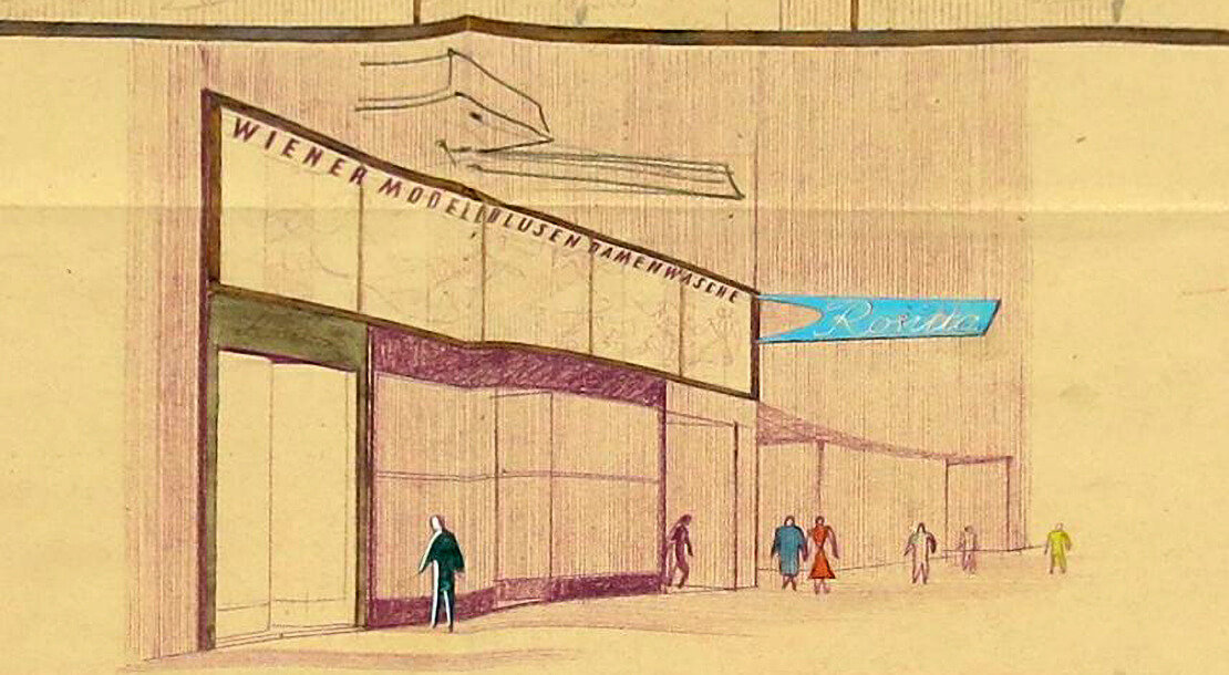Fassadenentwurf Rositta, Wien I, 1955, Detail, Wien Museum/Karl Schwanzer Archiv 