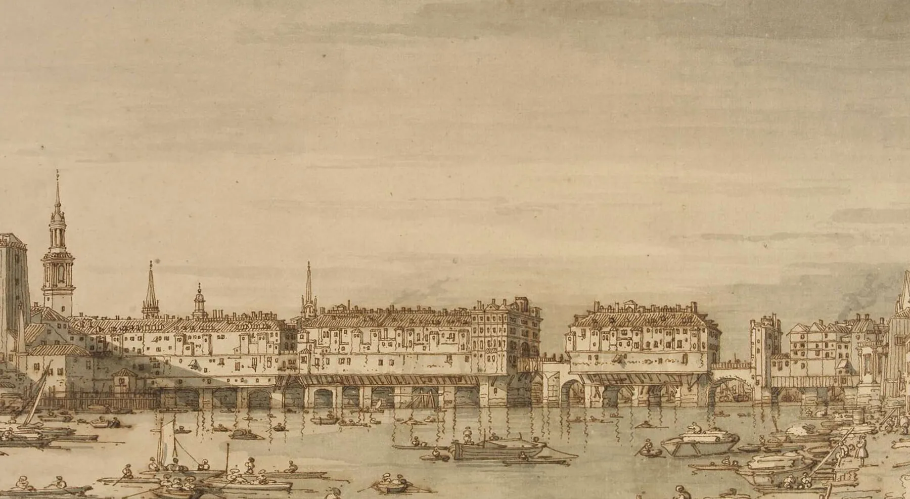 Antonio Canaletto: Old London Bridge, 1764-1768, © The Trustees of the British Museum