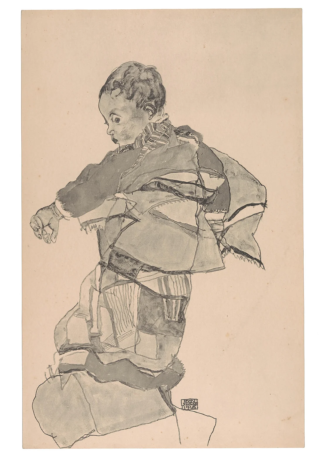 Egon Schiele: Kinderbildnis (Anton Peschka, jr.), 1917, aus der Mappe „Zeichnungen Egon Schiele. 12 Blätter in Originalgröße“, Wien 1917, Verlag der Buchhandlung Richard Lanyi, Druck: Max Jaffé, Wien Museum, Inv.-Nr. 305040/12  