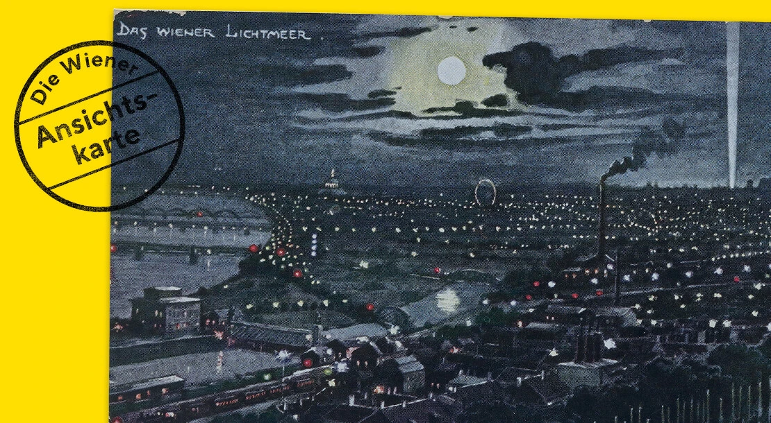 Das Wiener Lichtmeer, Grafik: F. Witt n. d. Nat., um 1910, Hersteller: Brüder Kohn KG, Wien, Wien Museum