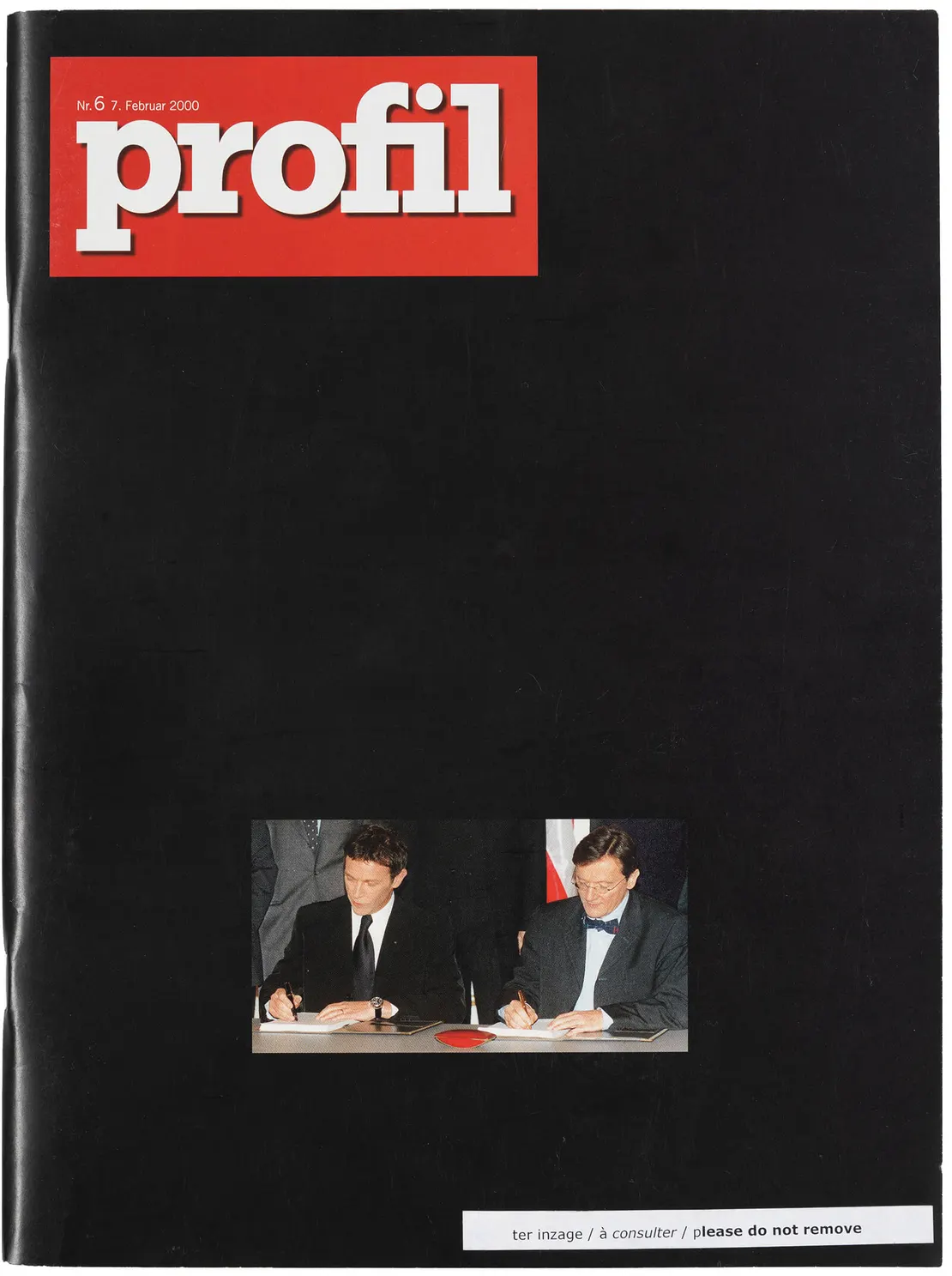 Hans-Peter Feldmann: profil ohne Worte, 2000, Zeitschrift, Bildrecht, Wien 2024  