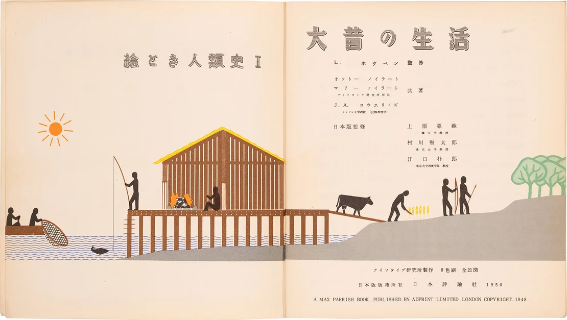 Seiten aus der japanischen Ausgabe von „Living in the World“ (Leben in der Welt), 1950, Otto and Marie Neurath Isotype Collection, University of Reading