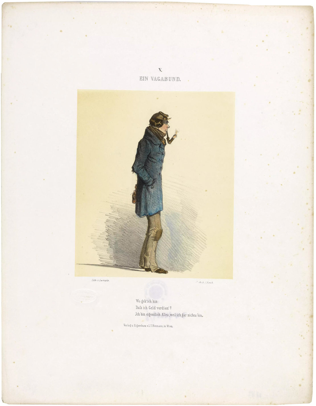 Abbildung aus Ignaz Franz Castellis (Autor) und Anton Zampis` (Künstler) „Wiener Charakteren in bildlichen Darstellungen“, 1847, Wien Museum 
