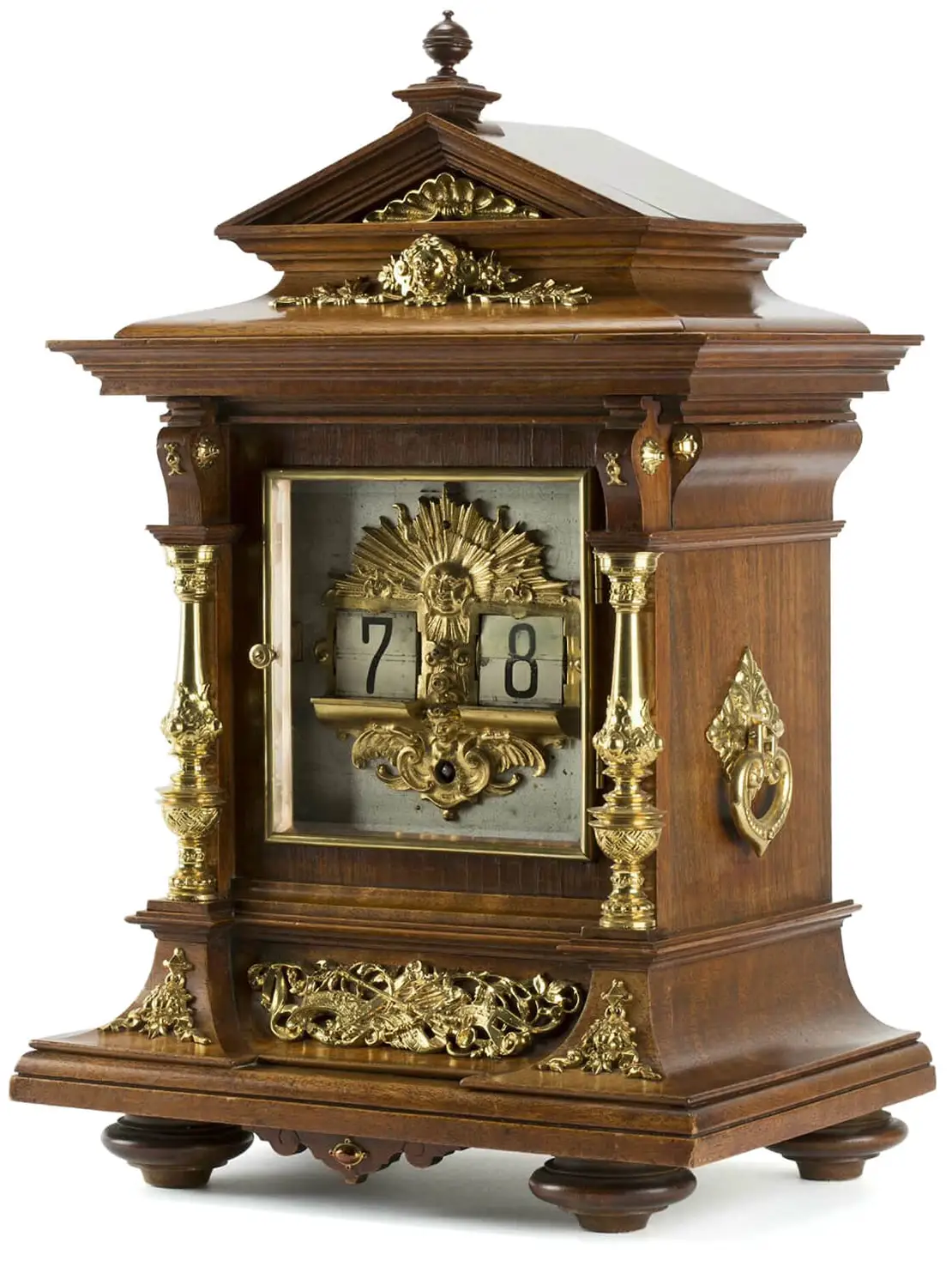 Tischuhr mit Digitalanzeige nach DRP 54093 von Josef Pallweber (27. Oktober 1890), A.G. für Uhrenfabrikation Lenzkirch, um 1895 Uhr und Foto: Deutsches Uhrenmuseum Furtwangen Inventarnummer 2014-091