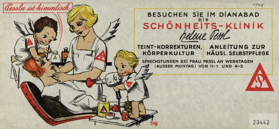 Werbeplakat für Helene Pessls Schönheitsklinik im Dianabad, 1928, Entwurf: Peter Eng, © Wienbibliothek im Rathaus, Plakatsammlung  