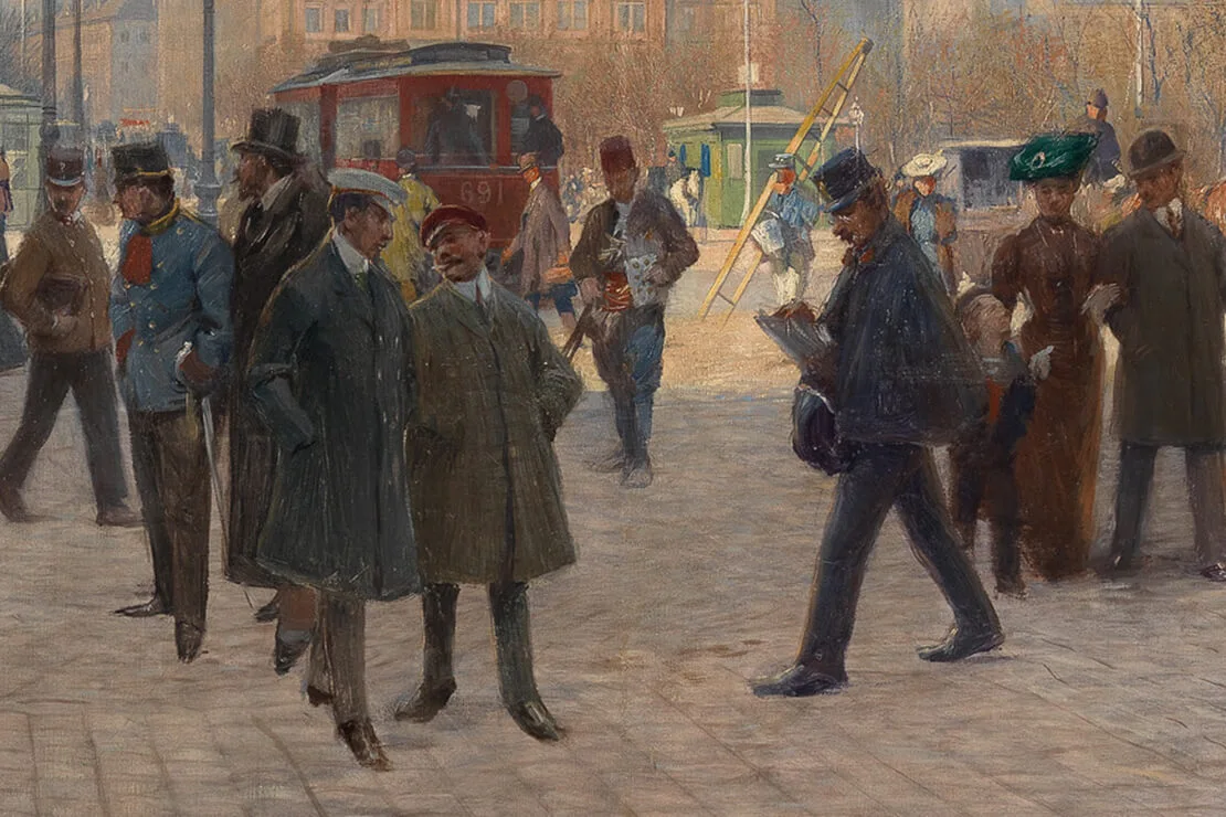 Karl Friedrich Gsur: Maximiliansplatz (mit Votivkirche, Ausschnitt), 1906, Wien Museum