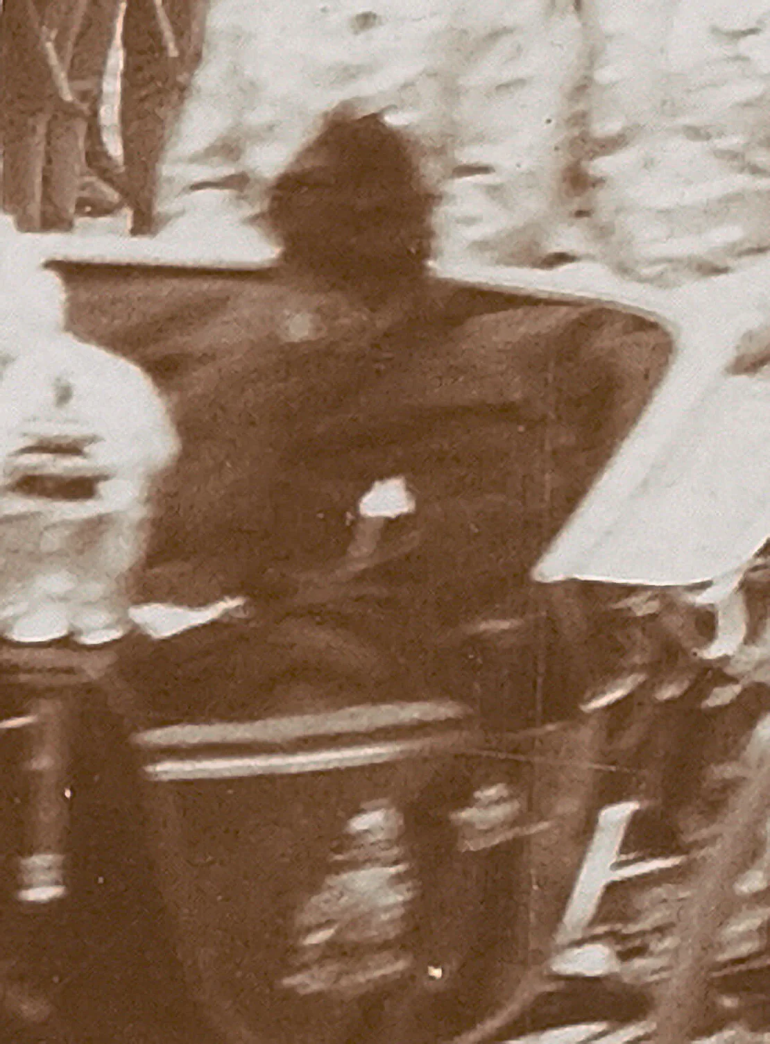 Abb. 18. Detail von Abbildung 17. Kaiserin Elisabeth und Kaiserin Alexandra. R. Lechners k. u. k. Hof- und Universitätsbuchhandlung (Wilh. Müller) (Verlag):  Ankunft von Kaiser Nikolaus II. in Wien am 27.8.1896 in der Praterstraße. Glanzkollodiumpapier, Untersatzkarton. Untersatzkarton 17,7×24,1 cm, Bildmaß 15,2×22,2 cm.  Wien Museum, Inv.Nr. 10283/7.  