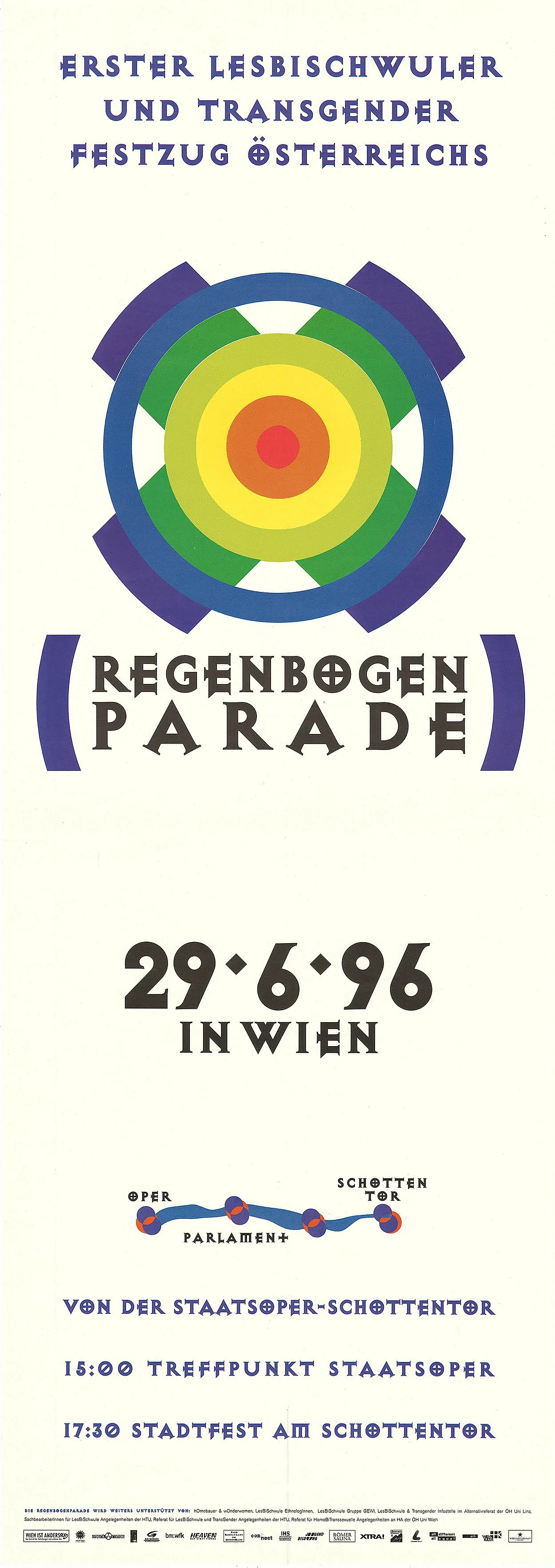 Plakat der ersten Regenbogenparade, 1996, Qwien