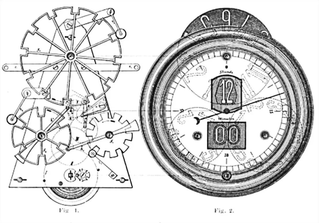 Josef Pallwebers Patent für Großuhren mit Digitalanzeige