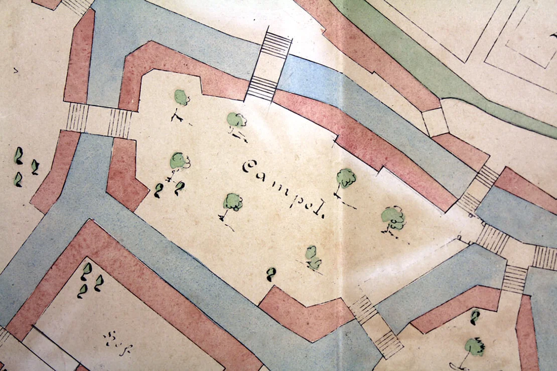 „Situations-Plan zur Verbauung des englischen Gartens im k. k. Prater“ (Ausschnitt), Architektenatelier Oskar Marmorek, Januar 1895. Österreichisches Staatsarchiv. Foto: Christian Hlavac