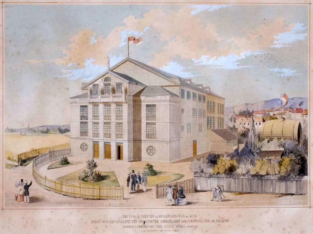 August Weber: Das Thalia-Theater in Neulerchenfeld bei Wien, um 1856  