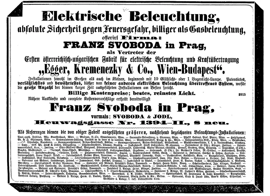 Anzeige aus: Prager Tagblatte, 23. April 1884, ANNO/ÖNB  