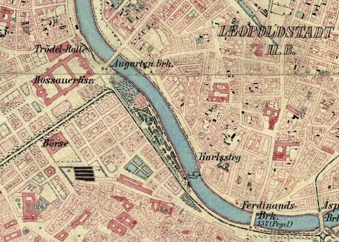 Der Quai-Park in der Franzisco-Josephinischen Landesaufnahme 1869–1887. Archiv Christian Hlavac  