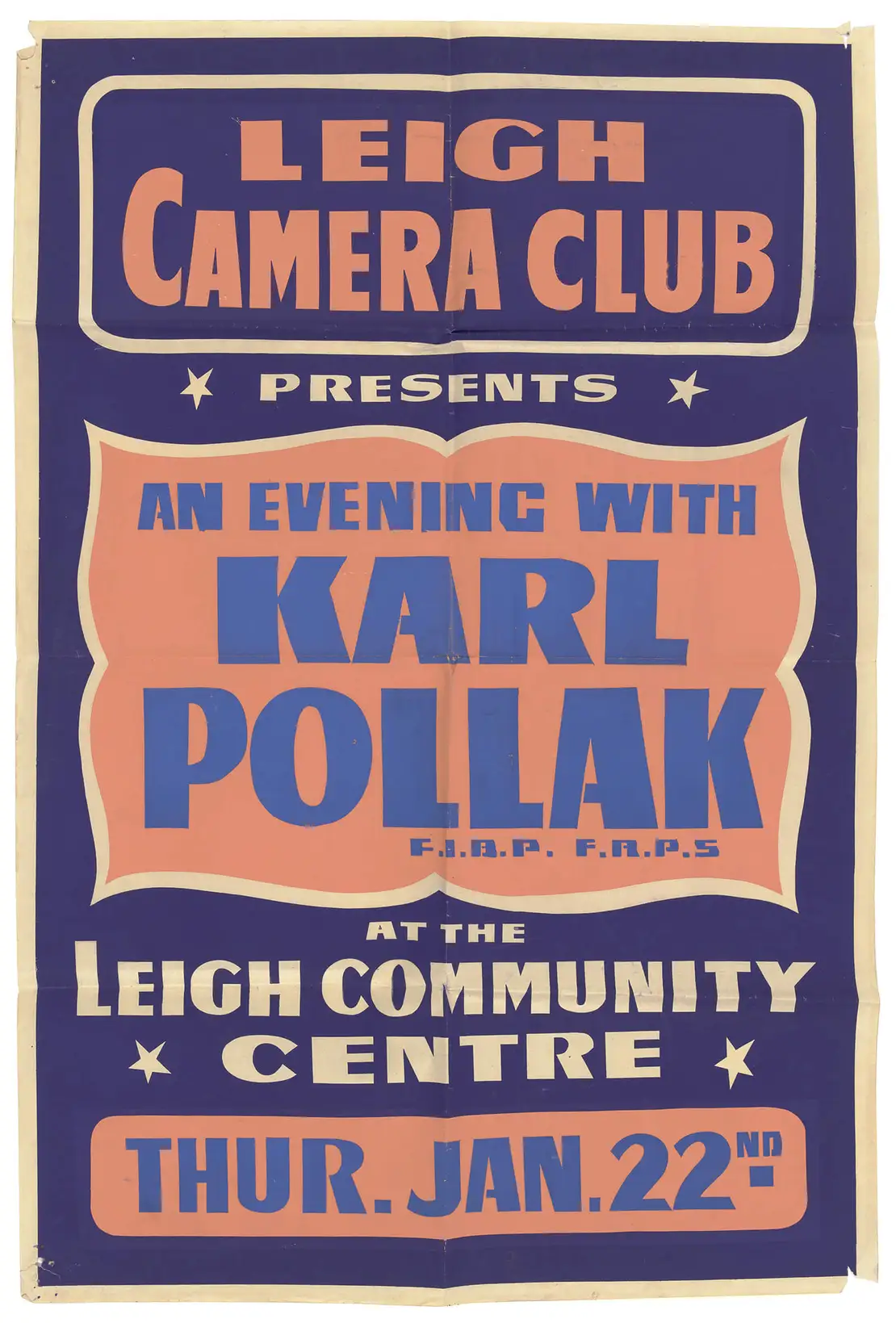 Ankündigungsplakat für einen Vortrag Karl Pollaks im Leigh Camera Club, 1959, Wien Museum, Inv.-Nr. 316527  