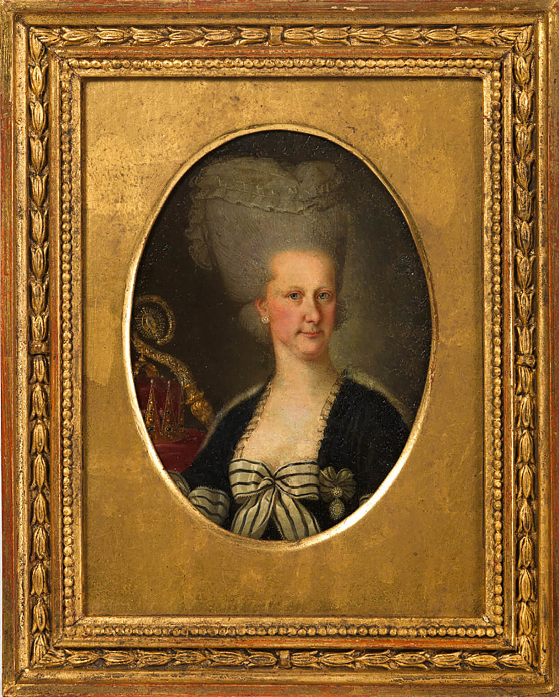 Maria Elisabeth, Tochter von Kaiserin Maria Theresia, Erzherzogin von Österreich. Bei diesem wie bei anderen Porträts wurden freilich die Pockennarben der Betroffenen nicht dargestellt. Undatiertes Aquarell, Wien Museum 
