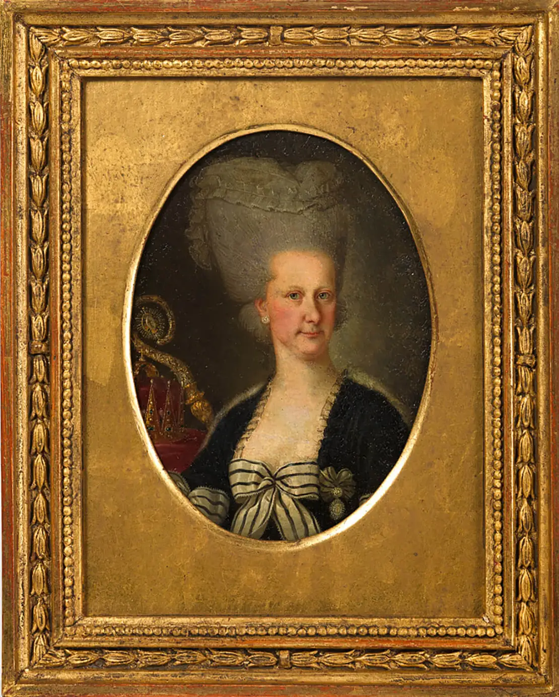 Maria Elisabeth, Tochter von Kaiserin Maria Theresia, Erzherzogin von Österreich. Bei diesem wie bei anderen Porträts wurden freilich die Pockennarben der Betroffenen nicht dargestellt. Undatiertes Aquarell, Wien Museum