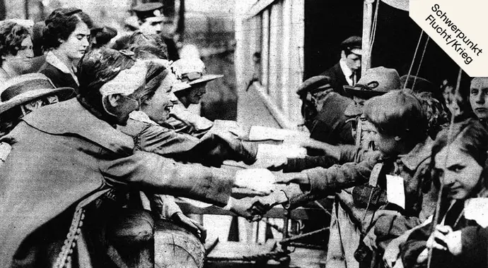 Ankunft von Wiener Kinder in England, in: Wiener Bilder, 13. Juni 1920, Titelseite, Quelle: Anno/ÖNB