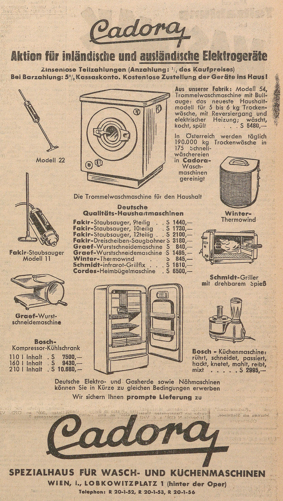 Anzeige in der Zeitung Neues Österreich, vom 27. Juni 1954, ANNO/ÖNB  