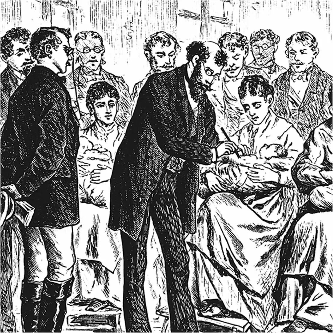 Gustav Zafaurek, Wiener Bilder (Ausschnitt): Aus der Niederösterreichischen Landes-Findelanstalt, Illustrirte Zeitung (Ausschnitt), 15. Mai 1886, Bezirksmuseum Josefstadt