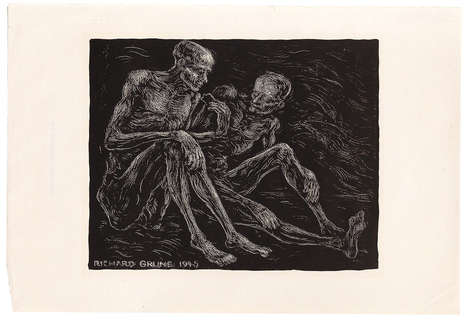 Richard Grune: „Passion des XX. Jahrhunderts“, 10 Reproduktionen nach Lithographien von Richard Grune mit einem Geleitwort von Richard Blunck, Produktion Ernst Tessloff im Hans A. Krune-Verlag, Hamburg 1947, Schenkung Tobias G. Natter/ Sammlung Wien Museum  