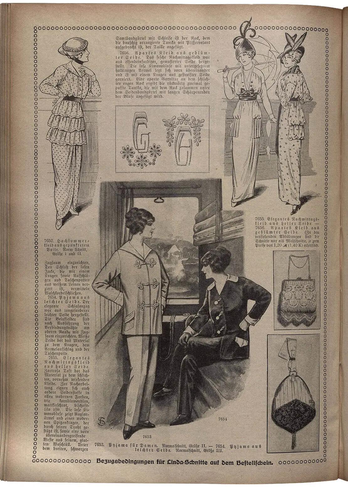 Damenpyjamas für die Eisenbahnreise, aus: Wiener Hausfrau, 28. Juni 1914, Quelle: Anno/ÖNB