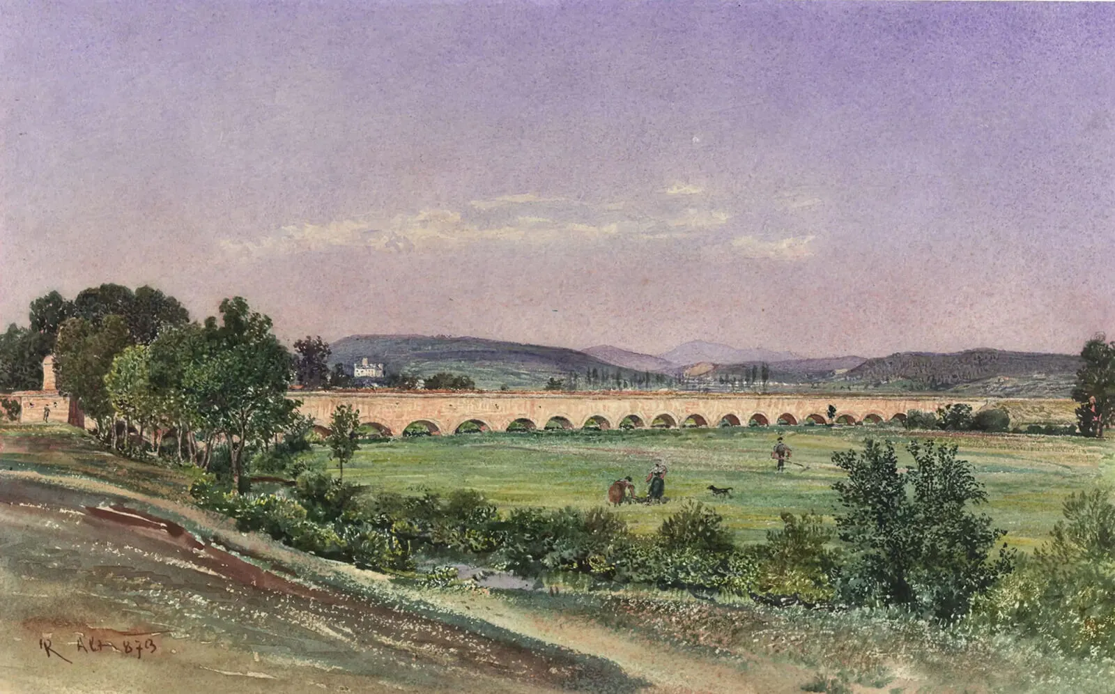Rudolf von Alt: Aquädukt der I. Hochquellenwasserleitung bei Leobersdorf, Aquarell, 1873, Wien Museum  
