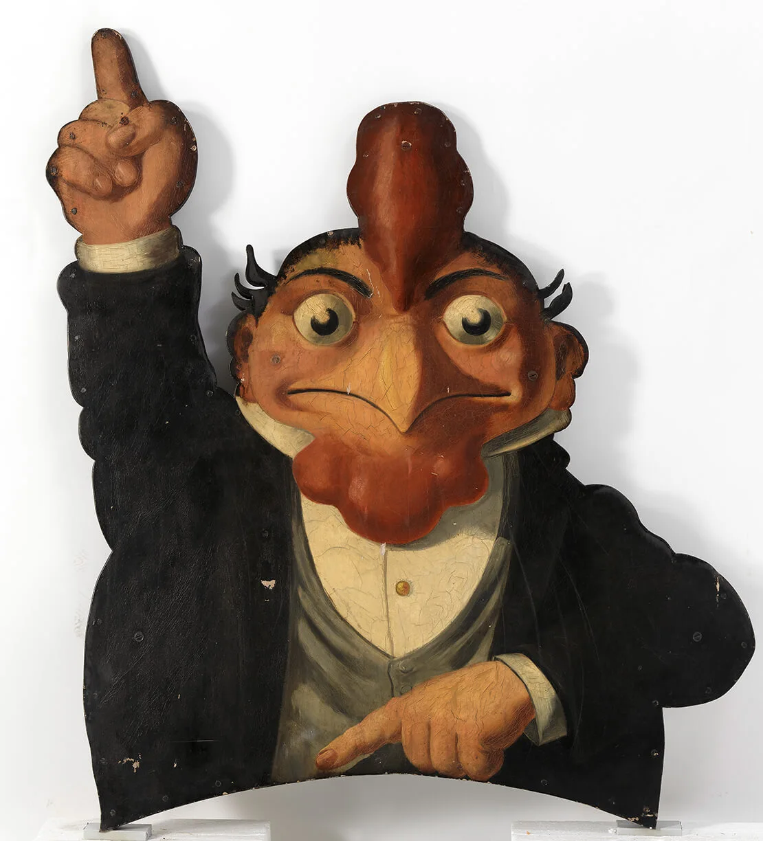 Geschäftsschild der Karikaturzeitschrift „Kikeriki“ in der Grünangergasse 4, Wien Museum. Die Publikation war scharf antisemitisch und kampagnisierte für Karl Lueger.  