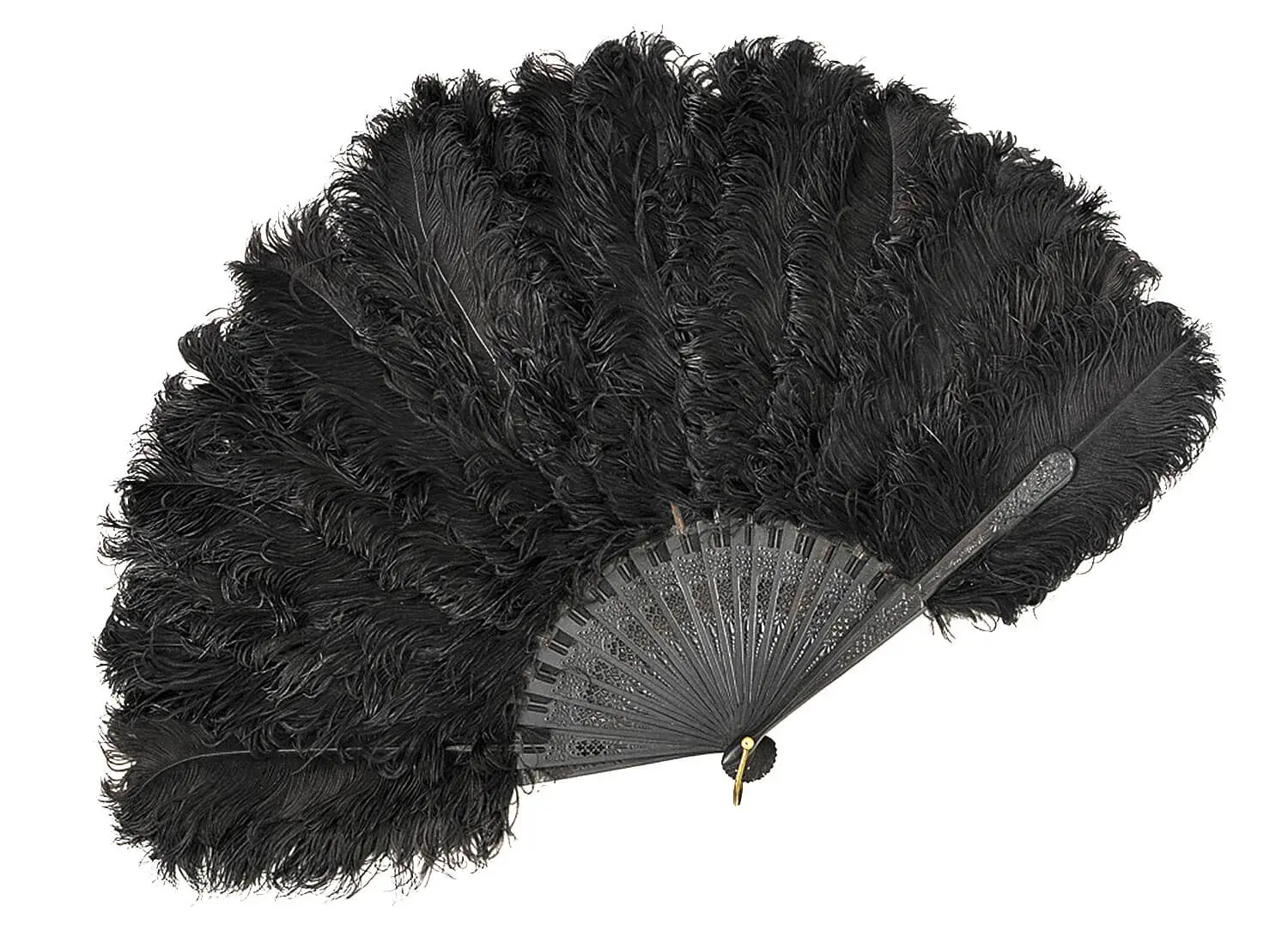 Fächer für die tiefe Trauer, aus matt gestrichenem Holz und Straußenfedern, 1880-1900, Sammlung Wien Museum  