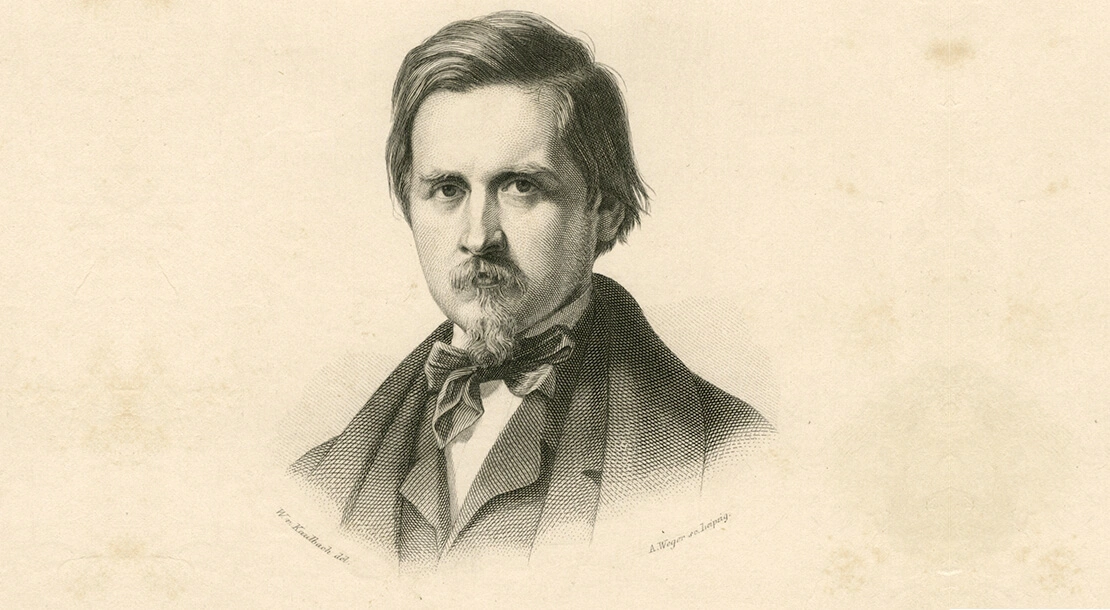 Karl Maria Kertbeny, Stahlstich von A. Weger nach Wilhelm von Kaulbach (Ausschnitt), um 1859, Archiv Dino Heicker  
