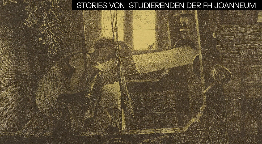 Maximilian Svabinsky: Am Webstuhl, undatiert, Lithografie, Wien Museum, Inv.-Nr. 238336