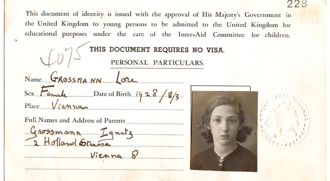 Britisches Ausreisedokument for Lore Segal (Groszmann) für Großbritannien (Votderseite), 1938, © Lore Segal 