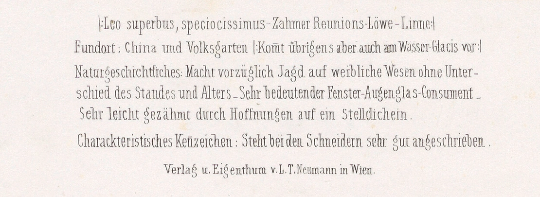 Beschreibung des „stolzesten Löwen“ unter dem Bild.  