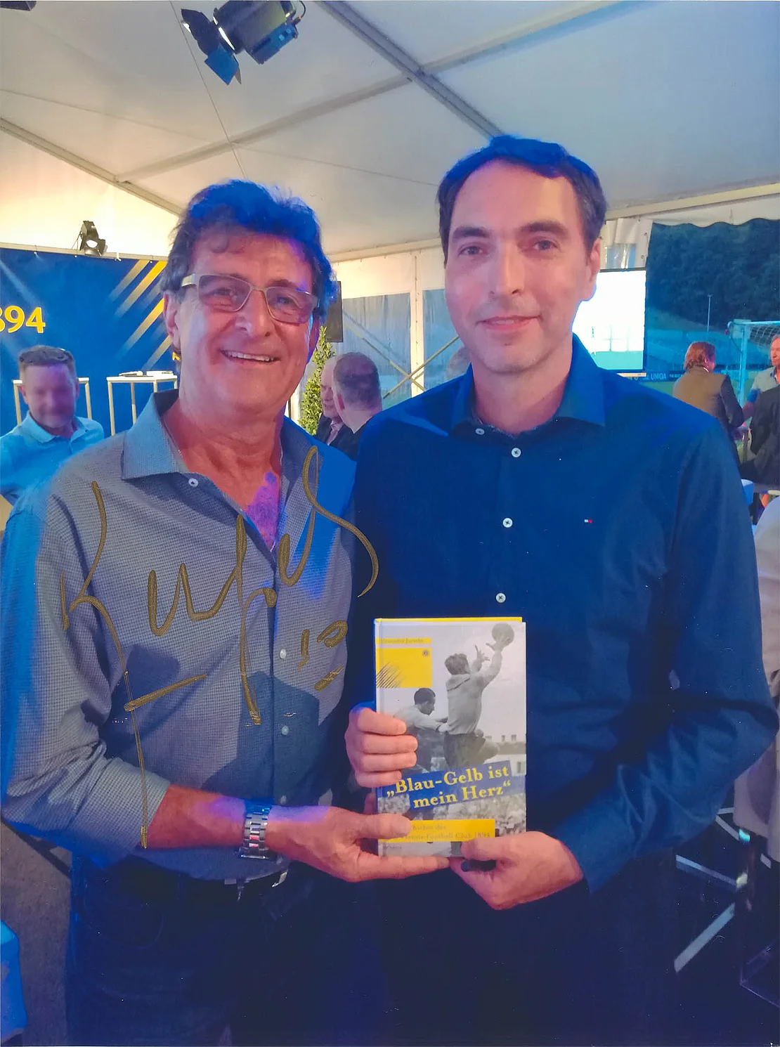 Mario Kempes (links) und Alexander Juraske (rechts) beim 125. Geburtstag des First Vienna FC 1894, 2019, privat