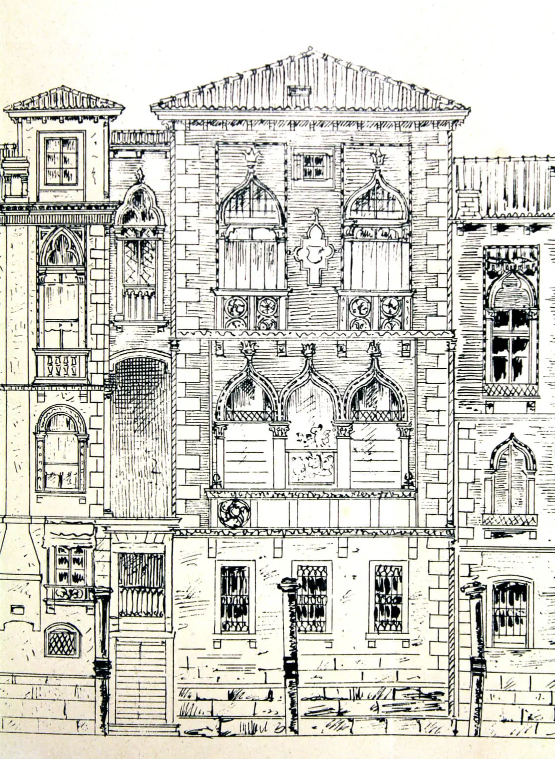 „Type der Verbauung des englischen Gartens. Häuserreihe am Campo II. Ansicht zum Canal“, Architektenatelier Oskar Marmorek, Januar 1895. Österreichisches Staatsarchiv. Foto: Christian Hlavac