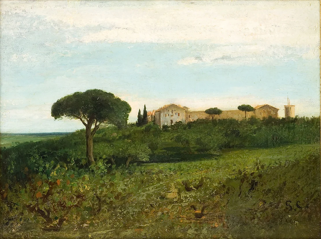 Gustave Courbet: Vue de la Tour de Farges, Ölgemälde, 19. Jahrhundert, Wikimedia Commons  