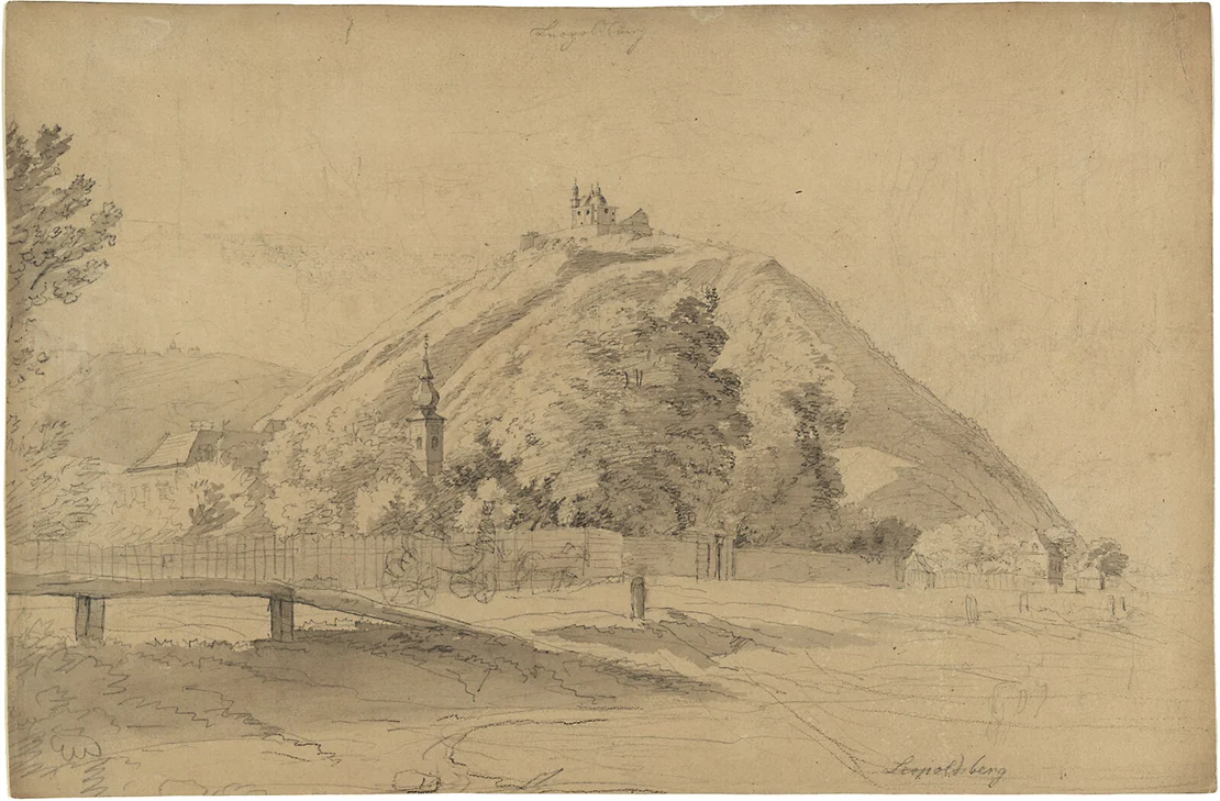 Jakob Alt, Der Kahlenberg, Leopoldsberg und Klosterneuburg, Bleistiftzeichnung, 1827, Wien Museum. In der ersten Hälfte des 19. Jahrhunderts wurden der Kahlen- und der Leopoldsberg zum beliebten Ausflugsziel und Bildmotiv, gleichzeitig entstanden viele Ansichten der Stadt Wien, die von diesen beiden Anhöhen aus aufgenommen wurden. „Der Anblick der zwey majestätischen Berggipfel, welche unter dem Nahmen der Kahlen- und Leopolds-Berg bekannt sind, reizt jeden Einheimischen und Fremden, der nicht ganz erstorben für die großen Schauspiele der Natur ist, sie in der Nähe zu besehen.” (Franz de Paula Gaheis, Wanderungen und Spazierfahrten in die Gegenden um Wien, Wien 1809, S. 99).