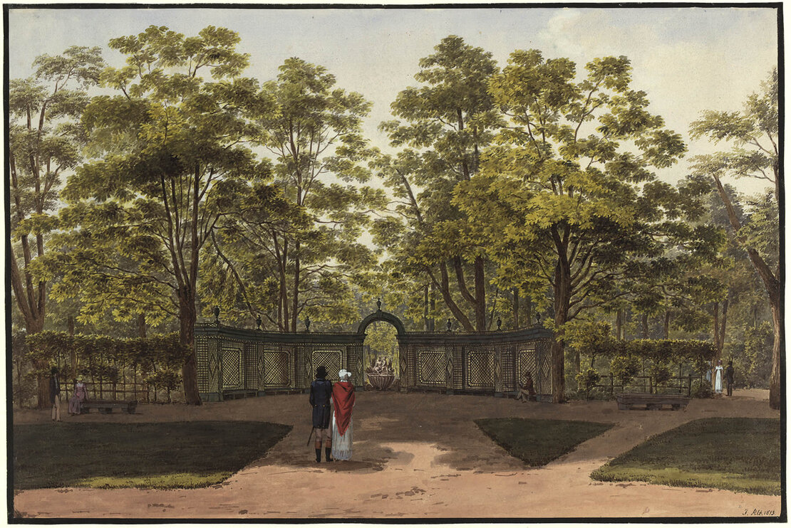Jakob Alt: Der kleine Springbrunnen im Garten von Schönbrunn, 1813, Wien Museum, Inv.-Nr. 105076