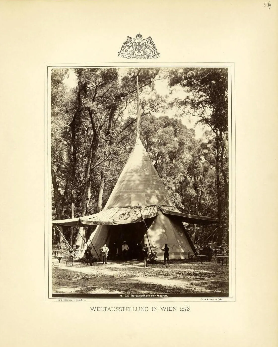 Nordamerikanischer Wigwam auf der Wiener Weltausstellung, 1873, Wien Museum