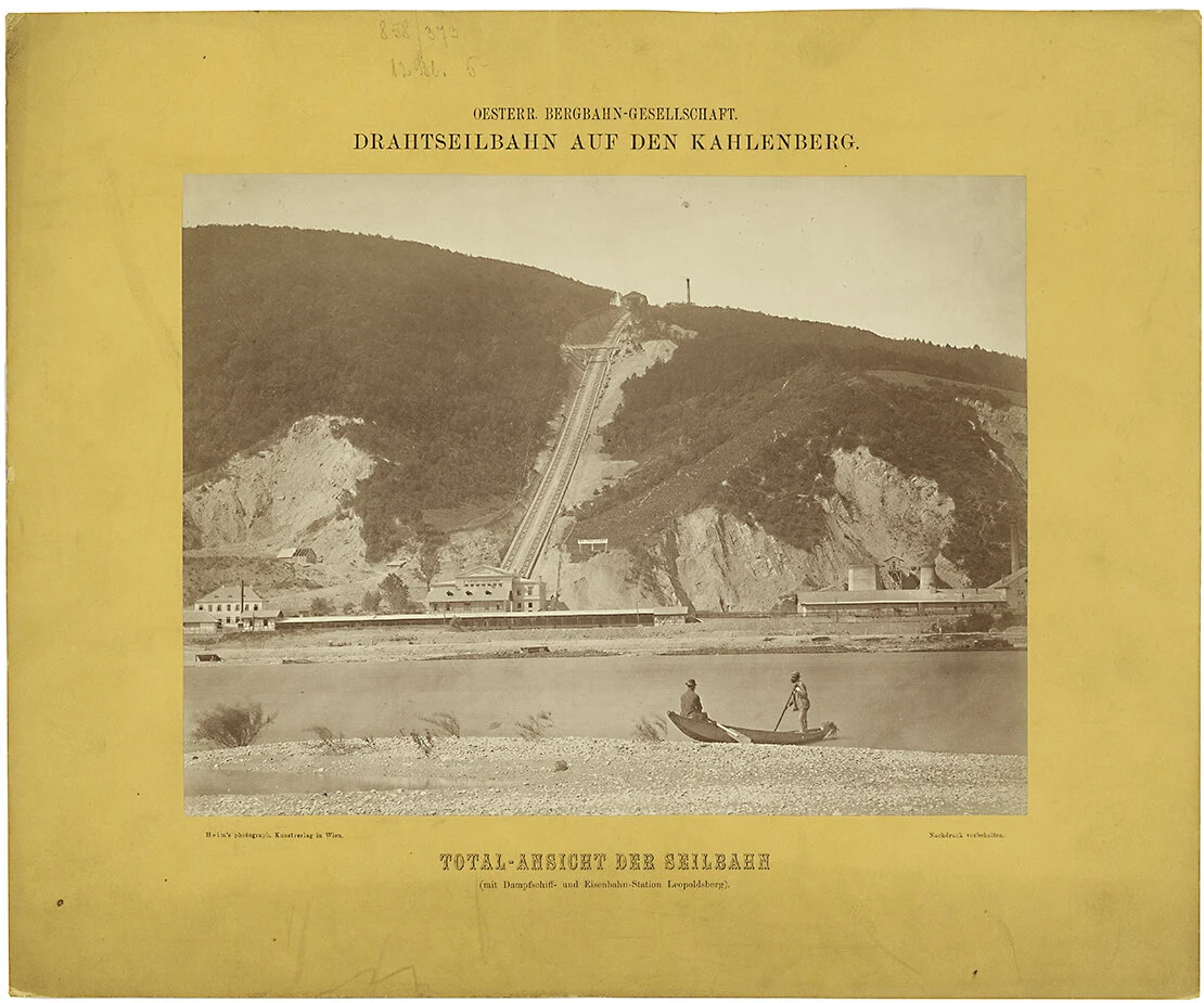 Drahtseilbahn auf den Kahlenberg, Gesamtansicht, Fotografie von Amand Helm, 1873, Wien Museum