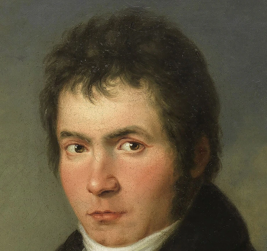 Unfrisiert und keine Perücke - Detail aus: Joseph Willibrord Mähler: Ludwig van Beethoven, 1804/05, Öl auf Leinwand, Wien Museum